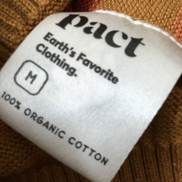 PACT Organic Cotton Striped Sweater M Autumn Cozy 70s Throwback Earth Tone Crew - Picture 4 of 9